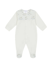 Load image into Gallery viewer, NEW AW24 Deolinda Florence Vintage Rocking Horse Babygrow White/Blue 24101