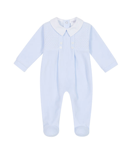 NEW AW24 Deolinda Luke Smocked Babygrow Blue 24115