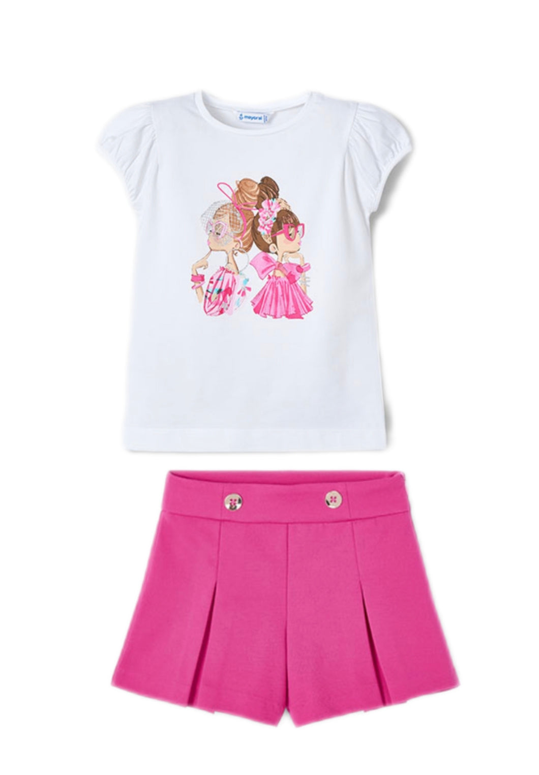 PRE ORDER - NEW SS25 Mayoral Girls Shorts Set 3003/3201 Magenta 60/72