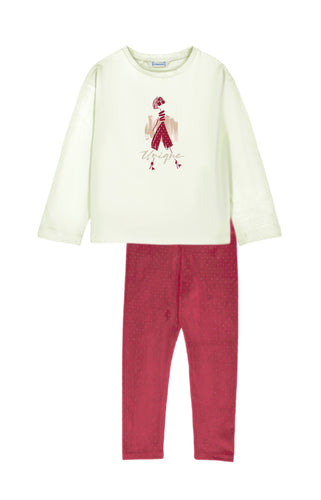 NEW AW25 Mayoral Girls Velvet Leggings Set 4010/4715 Red 73/96
