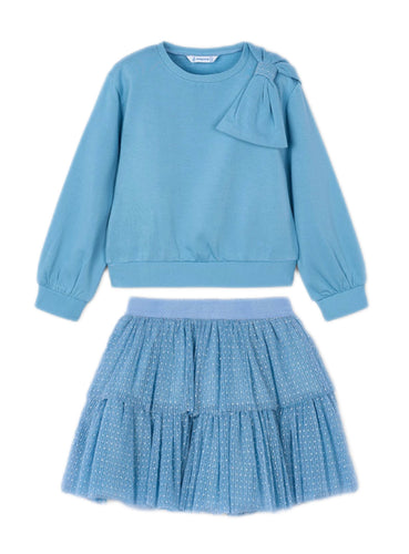 NEW AW25 Mayoral Girls Tulle Skirt Set 4434/4906 Ocean 25/25