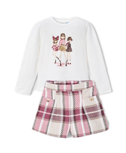 NEW AW25 Mayoral Girls Plaid Shorts Set 4011/4225 Red 94/42