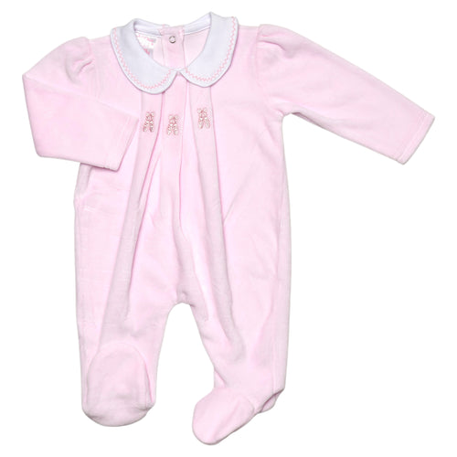 NEW SS24 Spanish Pink Velour ballet shoes Babygrow 9348