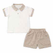 Load image into Gallery viewer, NEW SS26 Boys Beige Striped Shorts Set 471805 BEIGE