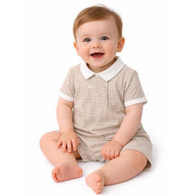 Load image into Gallery viewer, NEW SS26 Boys Beige Check Romper 481630 BEIGE