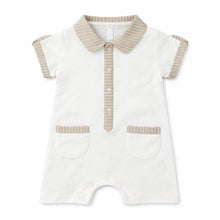 Load image into Gallery viewer, NEW SS26 Boys Beige Striped Romper 481629 BEIGE