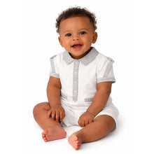 Load image into Gallery viewer, NEW SS26 Boys Grey Striped Romper 481629 GREY