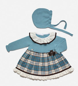 NEW AW23 Juliana Girls Cloud Blue Dress with Bonnet J8160