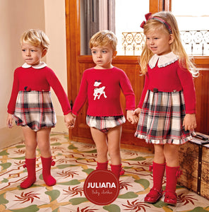NEW AW23 Juliana Girls Red Check Dress J8153