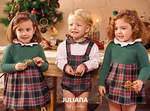 NEW AW23 Juliana Girls Green Check Dress J8147