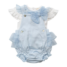 Load image into Gallery viewer, NEW SS25 Mintini frilly Romper white/Blue MB6495