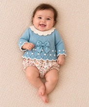Load image into Gallery viewer, NEW AW26 Girls Mint Floral Knitted Outfit T799