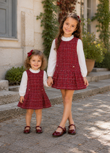 Load image into Gallery viewer, PRE ORDER - NEW AW26 Mayoral Girls Tweed Pinnafore Dress 4929 RED/38