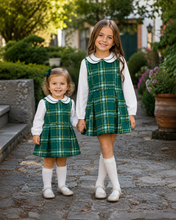 Load image into Gallery viewer, PRE ORDER - NEW AW26 Mayoral Girls Checked Pinnafore Dress 4925 GREEN/89