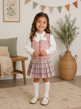 Load image into Gallery viewer, NEW AW26 Girls Beau Kid 3 Piece Check Skirt Set 238600 DUSKY PINK