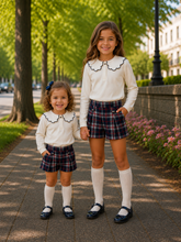 Load image into Gallery viewer, PRE ORDER - NEW AW26 Mayoral Girls Checked Shorts Set 4229/131 NAVY/36/45