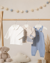 Load image into Gallery viewer, NEW AW26 Mayoral Boys 3 Piece Knitted Dungaree Outfit 2609 BLUE/29