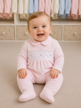 Load image into Gallery viewer, NEW AW26 Girls Pink Floral Smocked Babygrow LD009