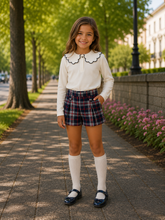 Load image into Gallery viewer, PRE ORDER - NEW AW26 Mayoral Girls Checked Shorts Set 4229/131 NAVY/36/45