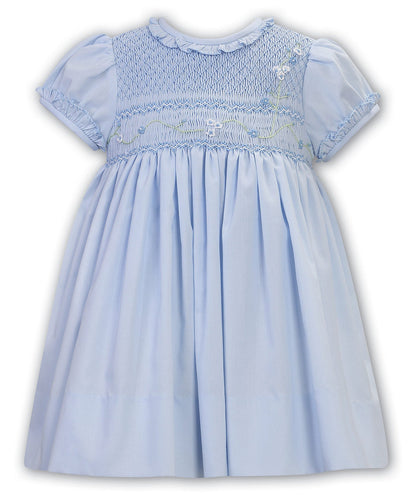 NEW SS24 Sarah Louise Girls Blue Smocked Dress 013188