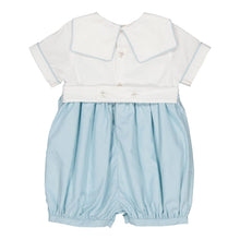 Load image into Gallery viewer, NEW SS24 Kidiwi Boys Mathis Blue Smocked Romper