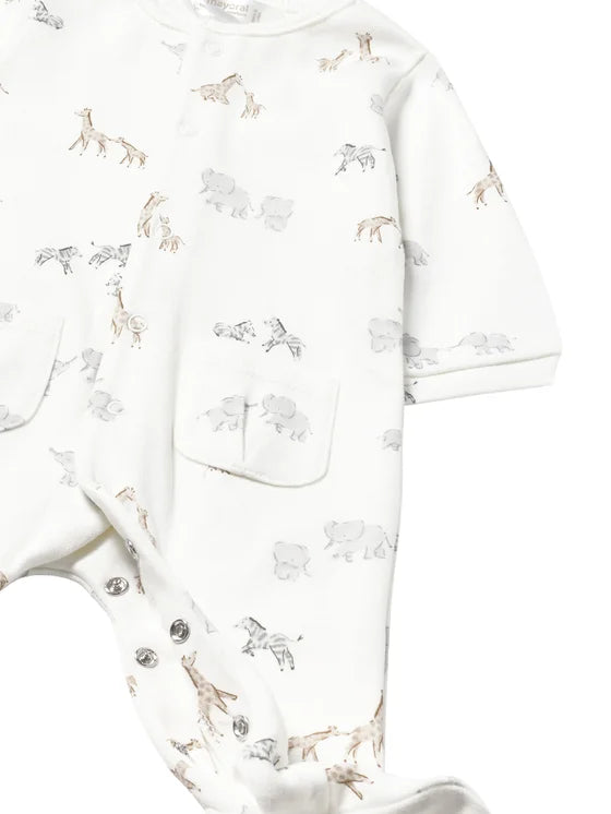 NEW AW25 Mayoral Unisex Animal Print Babygrow 2703 Soy 93
