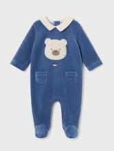 Load image into Gallery viewer, NEW AW24 Mayoral Boys Velour Babygrow 2793 Blue/64