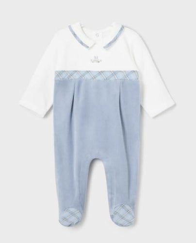 NEW AW24 Mayoral Boys Velour Babygrow 2791 Sky Blue/27