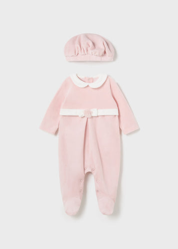 PRE ORDER - NEW AW24 Mayoral Girls Babygrow with Beret 2782 Rose Pink 12