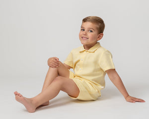 NEW SS23 Caramelo Boys Linen Shorts Set with Hat LEMON 0331121