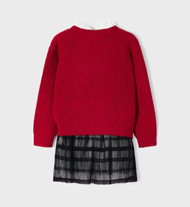 NEW AW22 Mayoral Girls Tricot Dress Red/95 4955