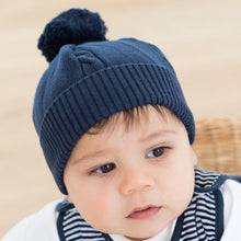 Load image into Gallery viewer, NEW AW22 Emile et Rose Navy Fuzzy bobble hat