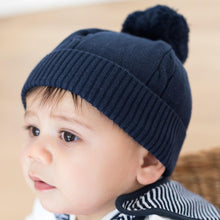 Load image into Gallery viewer, NEW AW22 Emile et Rose Navy Fuzzy bobble hat